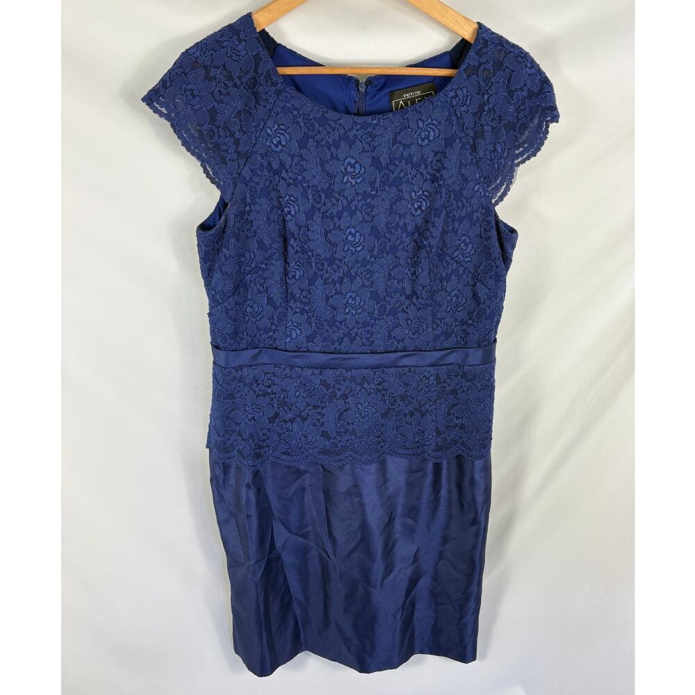 Alex Evenings Lace top Sheen Cap Sleeve Formal Dress Size 14P